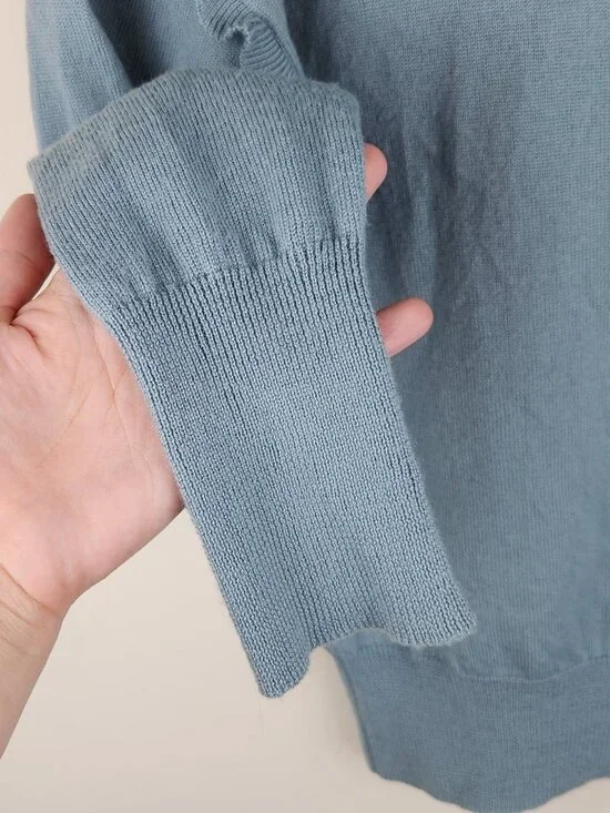 Rebecca Taylor 100% Merino Wool Ruffle Trim Mockneck Sweater Blue sz S *read* - Picture 6 of 11